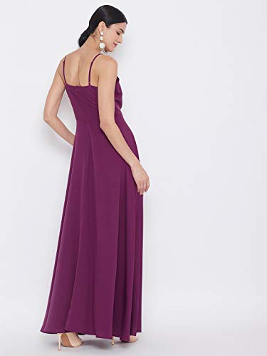 Image of Berrylush Red Solid V Neck Maxi Dress