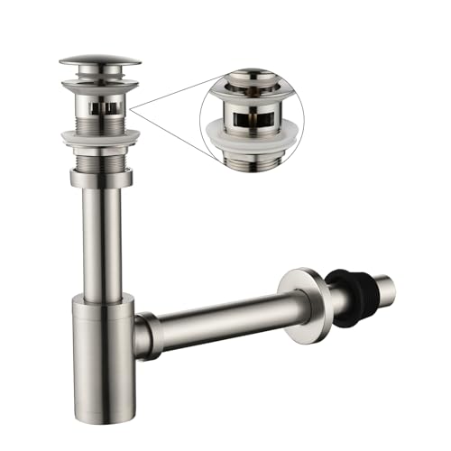 La mejor selección de Fontanería de baño los mejores 5. 50 GORDEE - Juego completo de tapón para lavabo de baño, trampa P, trampa de botella ajustable, juego de tubo de drenaje para lavabo de latón macizo y tapón de drenaje desplegable...