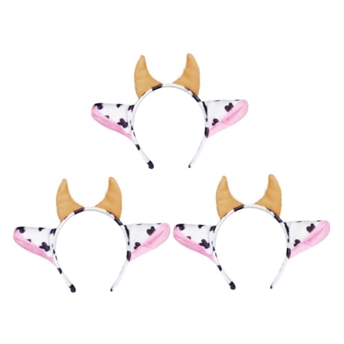 Homoyoyo 3 Piezas diadema de modelado de vaca cuernos de vaca accesorios de cosplay de vaca halloween para adultos vacas Tadle de fiesta Tocado de cosplay hermoso tocado de vaca Paño