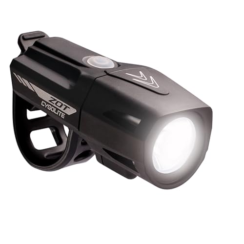 Cygolite Zot– 450 Lumen Bike Light– 5 Night & 2 Daytime Modes– Sleek Durable Design– IP67 Waterproof– Sturdy Flexible Mount– USB Rechargeable Headlight– for Road & Commuter Bicycles,Black,Compact