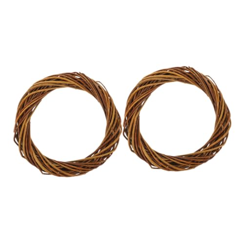 TOYZFRIENDY 2 pièces Couronne Osier Naturel Ronde pour Noël et Mariage Osier Tressé DIY Décoration Murale Porte Fenêtre Élégante