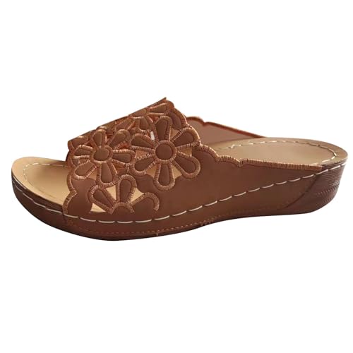 2025 Floral Hollow Out Slipper for Women Open Toe Solid Arch Support Sandal Orthopedic Breathe Slide Slip on Sandals