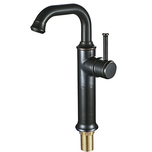 Mitigeur de lavabo rétro noir en laiton robuste avec commande unique de température