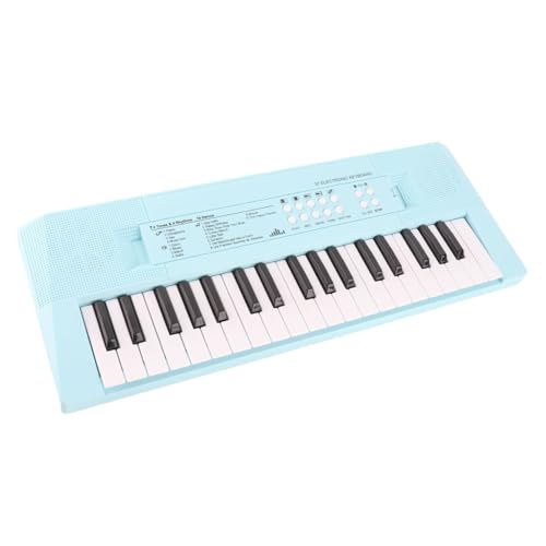 Yechiry Piano con Teclado Eléctrico de 37 Teclas con Micrófono, Función de Grabación para Educación Musical para Niños, Alimentado por USB/batería, Portátil, Teclado de Juguete (BLUE)