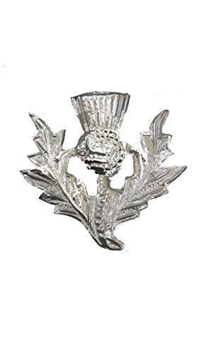 Tartancity Scottish Highland Thistle Cap Badges/Glengarry Hat Badge Pin Silver/Military
