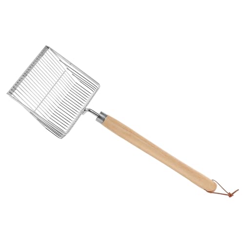 ERINGOGO Beach Sand Sifter with Comfortable Wooden Handle Stainless Steel Sand Scoop for Shell Collecting Outdoor for Summer Family Fun and Educational Beach Play