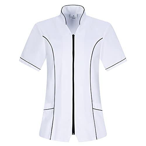 MISEMIYA - Casaca SEÑORA Mangas Cortas Uniforme Laboral CLINICA Hospital Limpieza Veterinaria SANIDAD HOSTELERÍA - Ref.702 - L, Negro 68 Cover