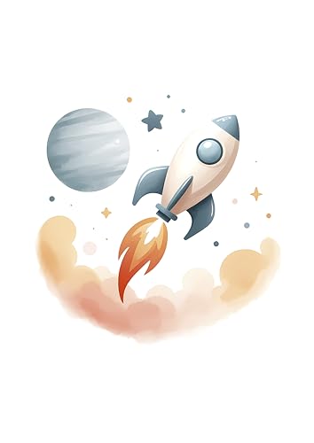 Heimisch Wunder Póster de cohete en el espacio para habitación infantil, decoración de pared imaginativa para niños y niñas, decoración para la habitación de los niños