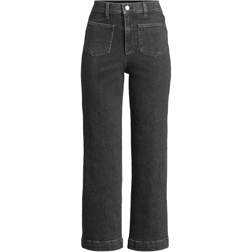 Lands' End Women's Denim High Rise Wide Leg Crop Jeans3