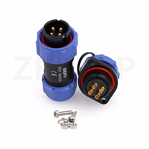 ZBLZGP WEIPU SP21 4 Pin Industrial Plastic IP68 Male Plug Female Socket Waterproof Connector Flange Cable Wire Aviation Connectors SP2110/P+SP2113/S - Image 2