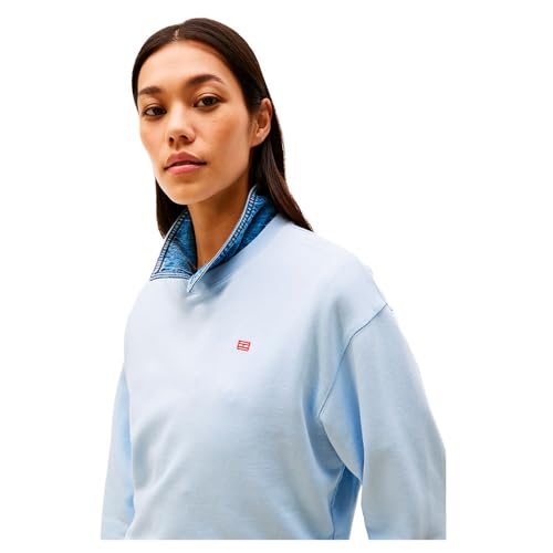 Tommy Hilfiger Damen Sweatshirt Contrast Flag Regular Fit, Blau (Breezy Blue), XXS – Ansicht 4