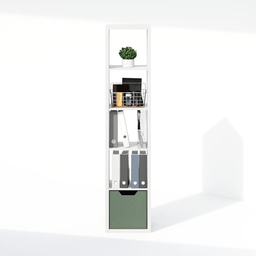 Image of Furinno Cubic Extra Thick 5-Cube Closet Organizers and Storage, White | 14.6 x 16 x 72 in, Open Shelf Closet Storage, Closet Organizer, for Wardrobe, Bedroom, Living Room