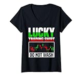 Photo Gallery donna lucky trading t-shirt divertente stock trading maglietta con collo a v Photo Gallery donna lucky trading t-shirt divertente stock trading maglietta con collo a v