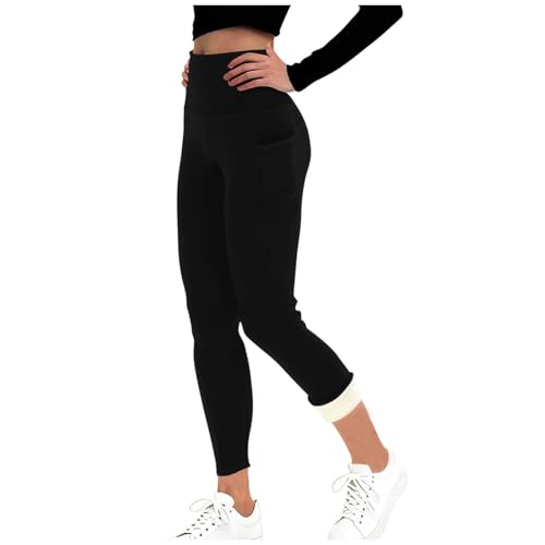 Thermal Trousers with Pockets Women's Lined Thermal Leggings High Waist