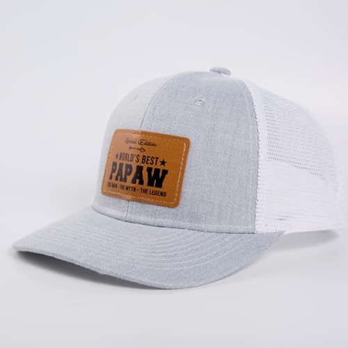 Image of Best Papaw Ever Hat - Papaw Gifts for Christmas, Birthday Pa paw Leather Pattern Baseball Cap