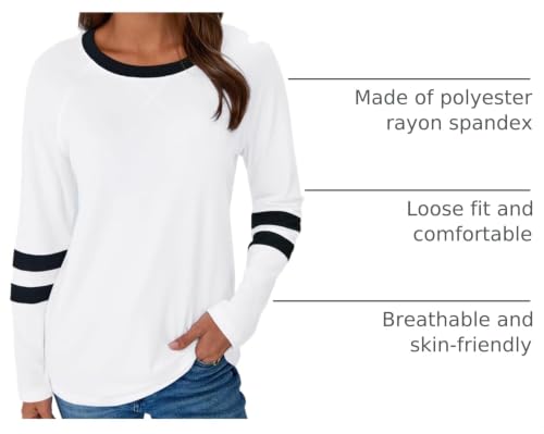 Image of AUTOMET Womens Color Block Long Sleeve Shirts Oversized Crewneck Casual Top