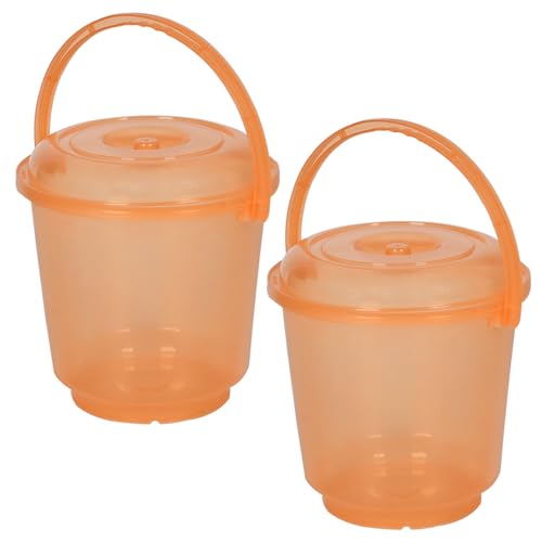 Image of Urbane Home Pack of 2 Bucket | Bathroom Bucket | Utility Bucket for Daily Use | Water Storage Bucket | Bathing Bucket with Handle & Lid | 13 LTR | SUPER-013 | Transparent Orange