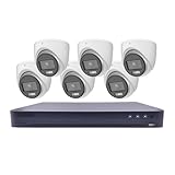 8-Channel Analog Security System, DVR with 2TB HDD, Six 5MP Turret Cameras, 24/7 Color Night Vision, 65ft Range, IP67 Rated, 4K HDMI Output T7208U2TA6C (Renewed)