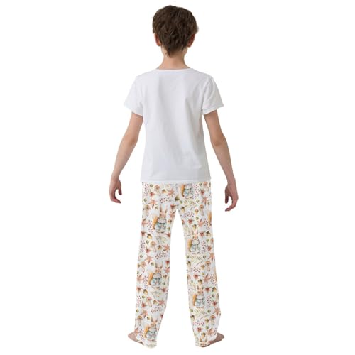 ZZXXB Lovely Squirrel and Berry Boys Long Pants Soft Trousers Elastic Waist Kids Lounge Bottoms with Pockets S-XL3