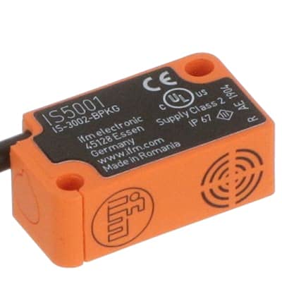 IS5001, Proximity Sensor, Block Inductive, PNP NO, 2 mm Range 10 to 30 VDC, Cable, IP67, IS5 Series