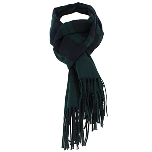 Écharpe ALBA en laine contre le froid : style à carreaux bleu marine et vert unique