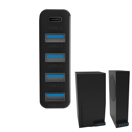Hub USB compatible con Xbox Series X/S - 4 puertos USB 2.0 y 1 adaptador de expansión tipo C, divisor Plug & Play de alta velocidad para controladores, auriculares, teclado, mouse, base de carga