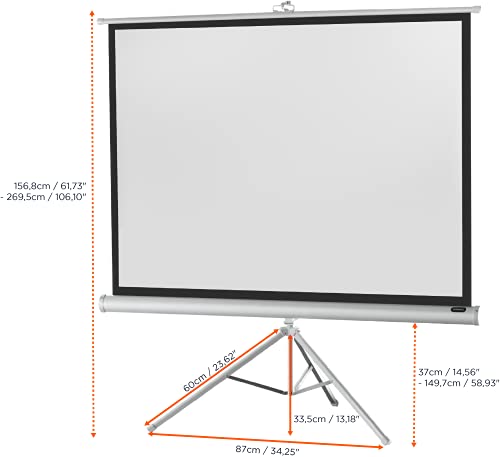 celexon Economy Stativ-Leinwand wei&szlig; 65 | 133x100 cm 4:3 | mobil transportable 4K, Full-HD Beamerleinwand mit manuellem Rollauszug f&uuml;r Heimkino, B&uuml;ro & Outdoor | inkl. Standfu&szlig; + Tragegriff