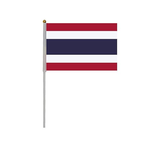 20 Piezas de Banderas de manivela de Tailandia, Tailandia Mini Bandera portátil, Bandera Tailandia, Pequeña Bandera Tailandia, Mini Bandera Tailandia, banderitas Tailandia, banderines Tailandia