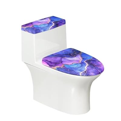 Kathyboom Blue Purple Marble Toilet Lid Cover Dust Splash Resistant Toilet Seat Covers Durable Tank Lid Cover Fit Most Round and Elongated Oval Toilet