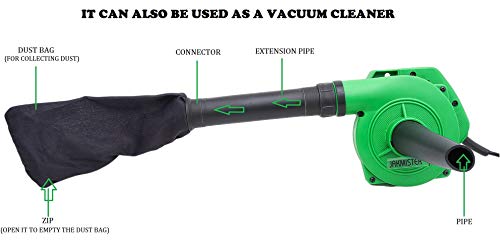 Jakmister 3.5mÃ‚³/min-17000 RPM Powerful Anti-Vibration Electric Dust Cleaner Blower Machine and Vacuum Cleaner for Collecting, Cleaning Dust for AC/Home/Computer Forward Curved Air Blower, Black