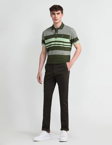 Image of Arrow Sport Men Regular fit Cotton Striped Short Sleeves Polo Shirt