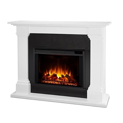 Real Flame Callaway 63" Grand Electric Fireplace with Mantel in White, Free-Standing Oversized Indoor Electric Fireplace with Mantel, Adjustable Thermostat, Automatic Safety Shut-Off