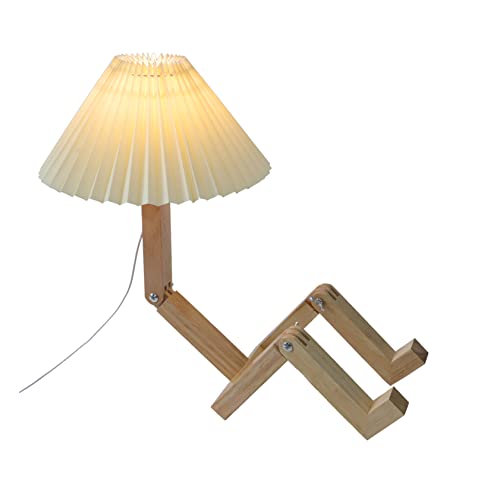 Housoutil lámpara de escritorio lampara lampara dormitorio home decor lampara flexo escritorio cabecera mesita de noche USB luz de la atmosfera lámpara de dormitorio de madera Yellow