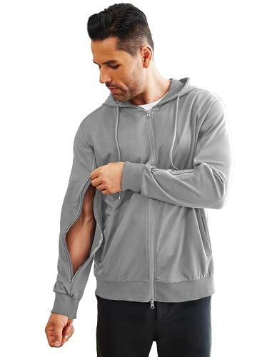 Deyeek Dialysis Sweatshirts with Arm Zipper Jacket Full-Zip Lightweight Hemodialysis Cotton Jacket with Pockets