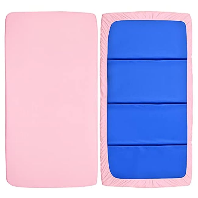 Nap Mat Sheet 24 x 48 x 4 Fitted Elastic Corners Preschool Day Care Rest Nap Mat Cover, Soft & Breathable Baby Sheets for Regalo My Cot Portable Toddler Bed and Joovy Travel Cot, Pink
