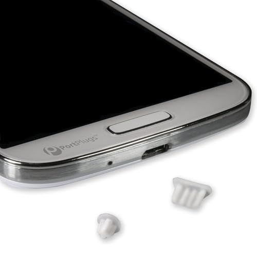 PortPlugs Silicone Anti Dust Plugs for Android Micro USB Port & Earphone Jack - Best Cell Phone Dust Plug Set | White (5-Sets)