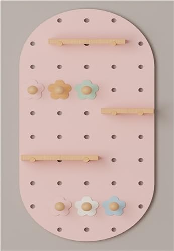Kit d'organisation murale combinée en bois perforé rose pour rangement de bureau à domicile