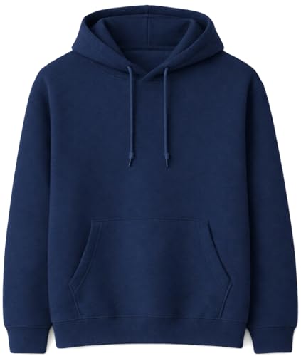 Image of COSHAL® Men's Pullover Hoodie, Cotton Blend Fleece, Long Sleeve Casual Winter Wear Jumper Top for mens Ribbed Cuff Long Sleeve drawstring Hoodie Navy M