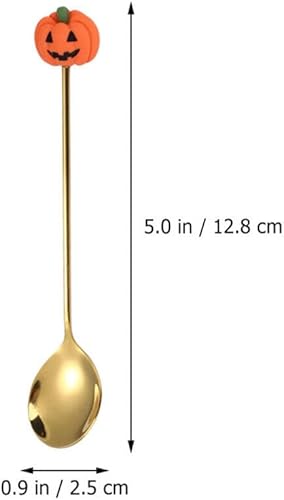Miniatura 6 de Cucharas de café de Halloween, 6 cucharas de café de acero inoxidable, cucharas de postre, cucharaditas para el hogar, cocina, fiesta (dorado)