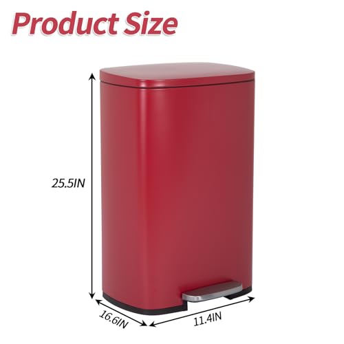 Caneca de basura ovalada roja 13 galones con pedal miniatura 6