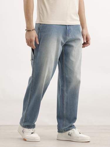 Image of WROGN Men's Loose Fit Jeans | Mid Rise | Jeans for Man