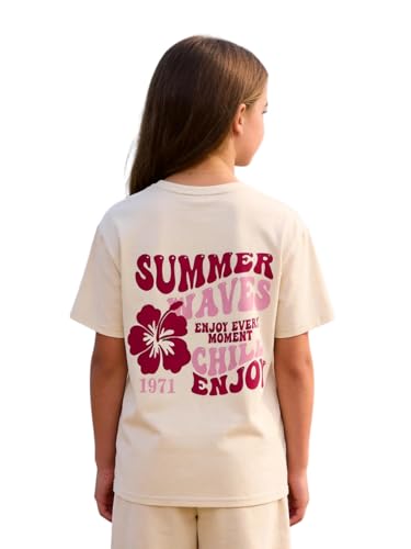Image of SOLY HUX Girl's Short Sleeve Graphic Tees Crew Neck Beach Tops Casual Summer T-Shirts