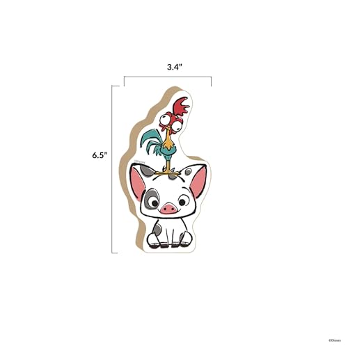 Image of Disney Moana, Pua and Heihei Shelf Sitter Decor | Chunky Wood Block Cutout for Kids' Bedroom, Play Room or Movie Room