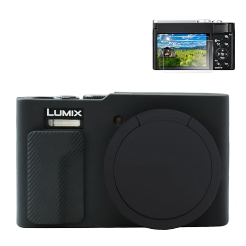 Rieibi TZ99 - Funda Protectora de Silicona Suave para cámara Panasonic Lumix DC-TZ99, Accesorios con 2 Protectores de Pantalla, Ligera, Color Negro