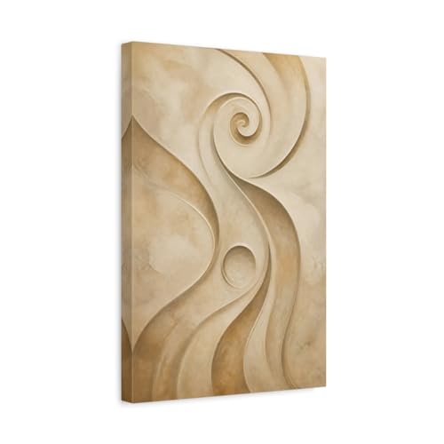 Toile beige abstract swirls tableau decoration murale salon moderne 30x45cm