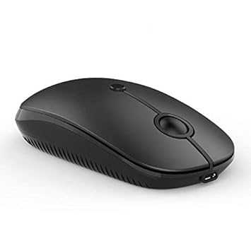 Vssoplor Rechargeable Wireless Bluetooth Mouse Compatible with MacBook, Laptop, Windows Android Mac OS Quiet Clicking Mouse with Bluetooth, Type C and Nano USB Receiver-Black