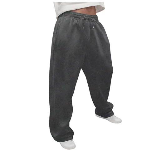 Men's Cargo Sweatpants Baggy Y2K Fall Casual Pants Open Bottom Adjustable Drawstring Mens Athletic Pants with Pockets