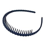 Tainrunse Diadema de varios dientes para mujer, elástica, de color sólido, antideslizante, trenza esmerilada, organización rota, lavado facial, color azul oscuro