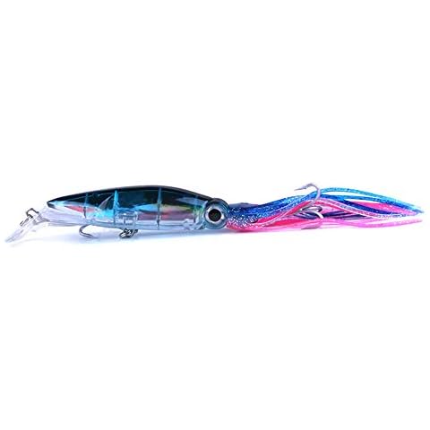 East Rain Squid Swimbait Hard Lures Lingcod Rockfish Saltwater Fishing Octopus Jig Head(5.51in/14cm,1.41oz./40g,6 Colors Option) (D 1pcs) Cover
