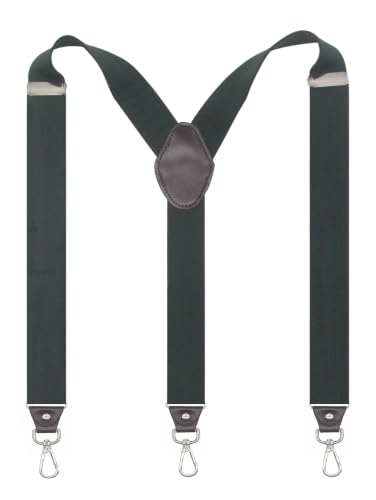 Image of Mens Suspenders with 3 Swivel Hooks Belt Loops 1.4 Inch Wide Heavy Duty Adjustable Braces